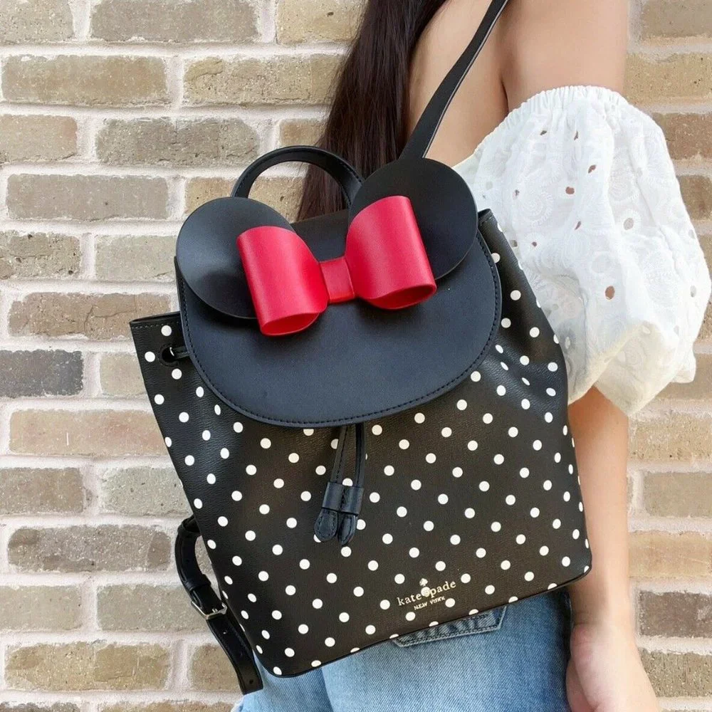 Bundle Kate Spade Drawstring Flap Backpack Black + Wallet - Picture 7 of 13